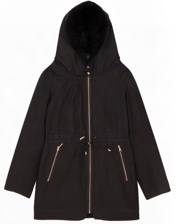Ted Baker Chaqueta Parka Extragrande con Capucha para Mujer Talla 2 Pequeña Poliéster Negro