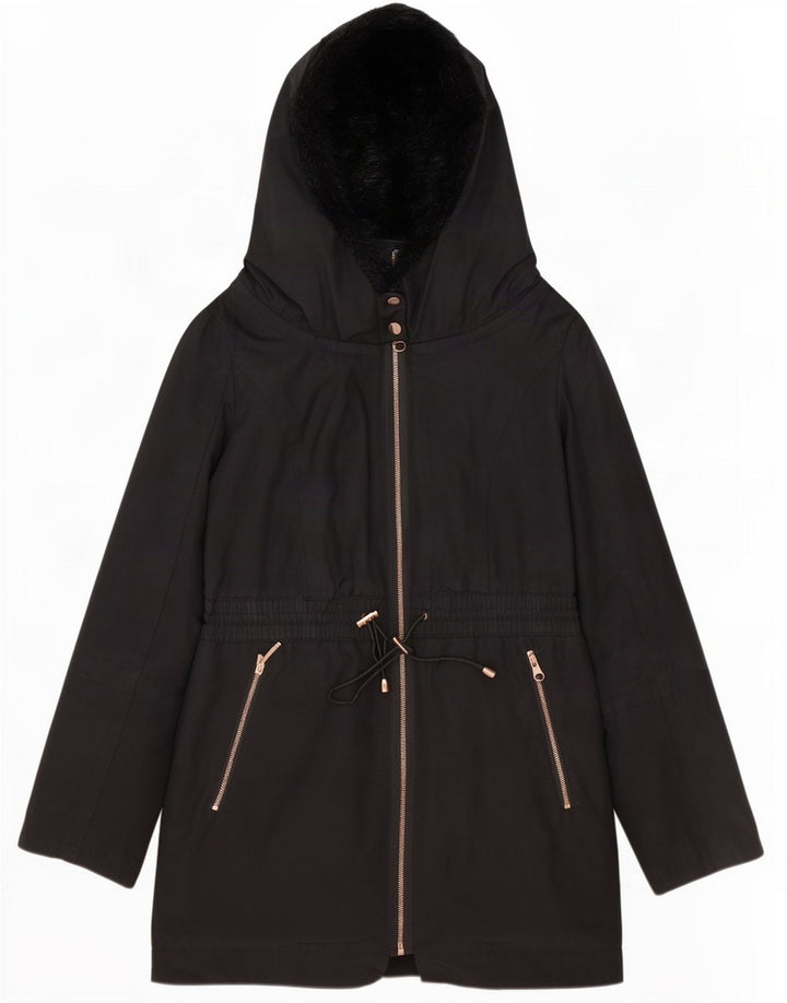Ted Baker Chaqueta Parka Extragrande con Capucha para Mujer Talla 2 Pequeña Poliéster Negro