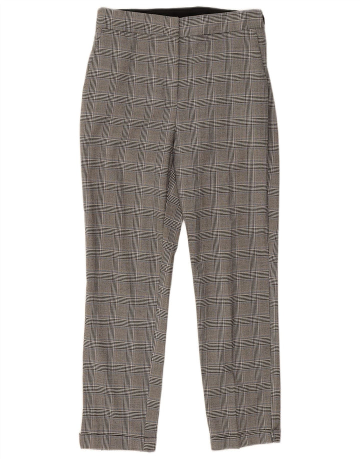 Zara Mujer Pantalones Cortos Delgados Grande W30 L25 Cuadros Grises