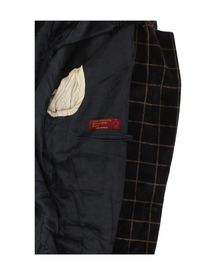 ERMENEGILDO ZEGNA Chaqueta tipo blazer de 2 botones para hombre IT 46 Small Navy Blue Check