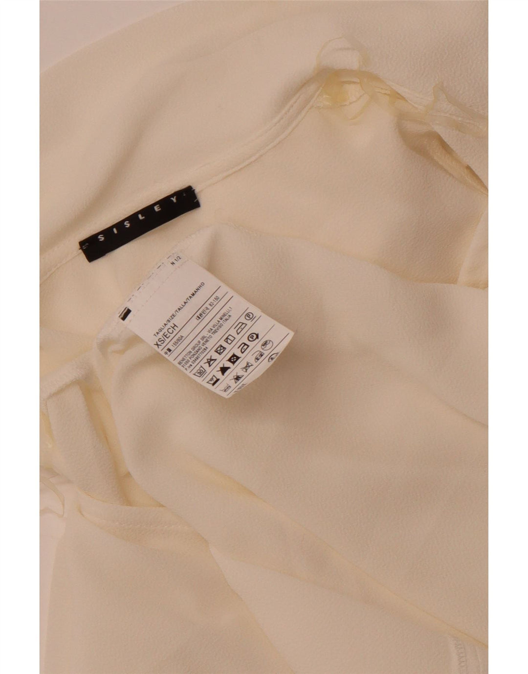 Sisley Blusa holgada con lazo frontal para mujer UK 6 XS Poliéster blanco roto