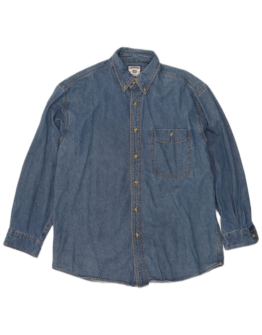 Lee Camisa Vaquera Estampada De Algodón Azul Grande Para Hombre