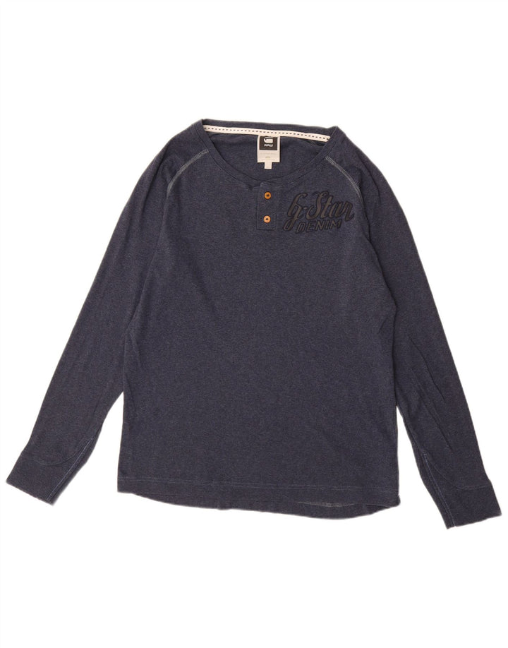 G-STAR Top gráfico de manga larga para hombre de algodón azul marino grande