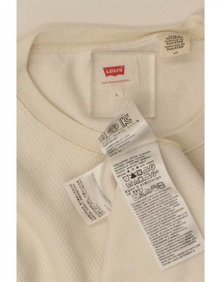 Levi's Top de manga larga para hombre de algodón blanco grande
