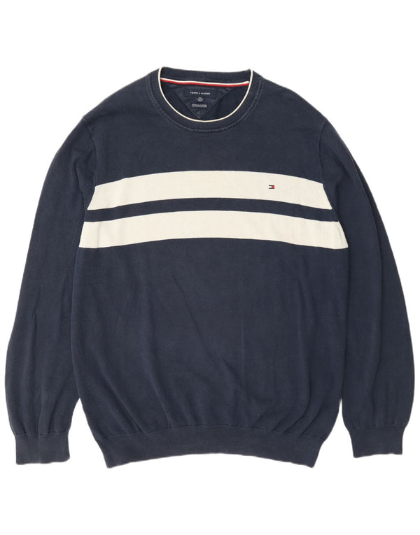 Tommy Hilfiger Jersey de cuello redondo para hombre, talla 2XL, color azul marino
