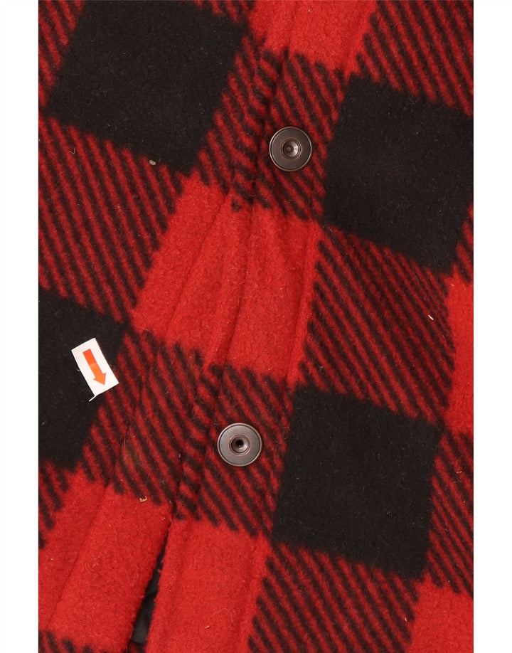 Vintage hombres polar chaqueta bomber EU 50 poliéster a cuadros rojo grande