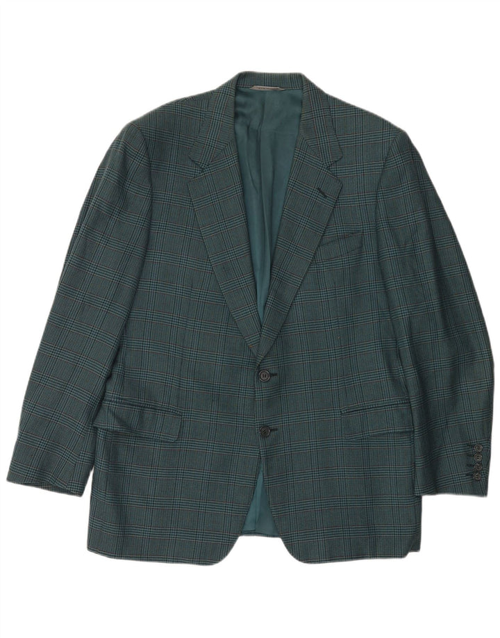 CANALI Chaqueta tipo blazer de 2 botones para hombre IT 52 XL Lana de pata de gallo azul