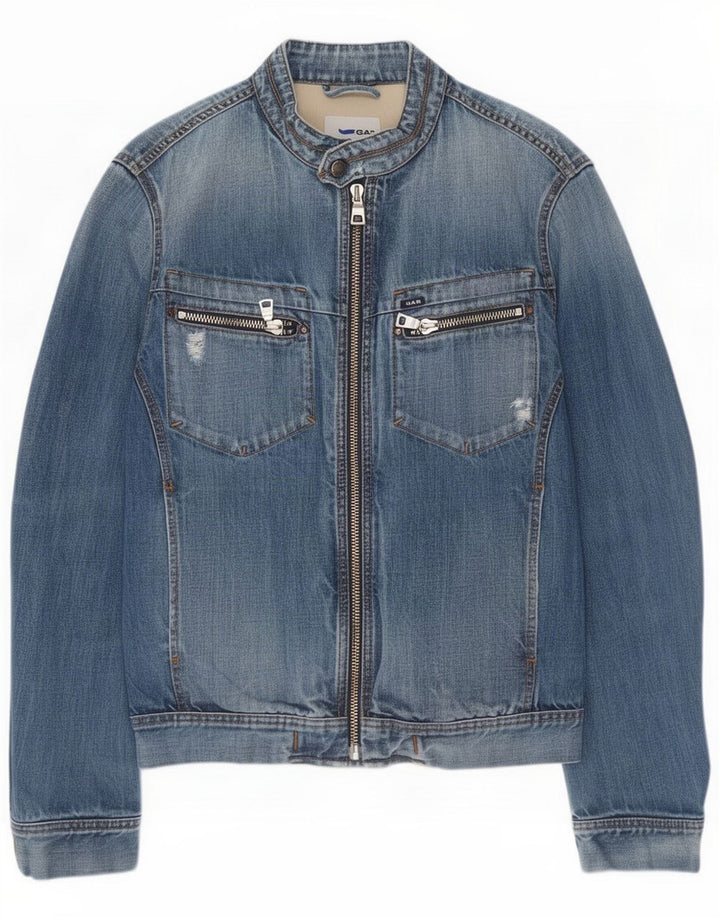 Gas Mujer Chaqueta Vaquera Desgastada UK 46 Grande Algodón Azul