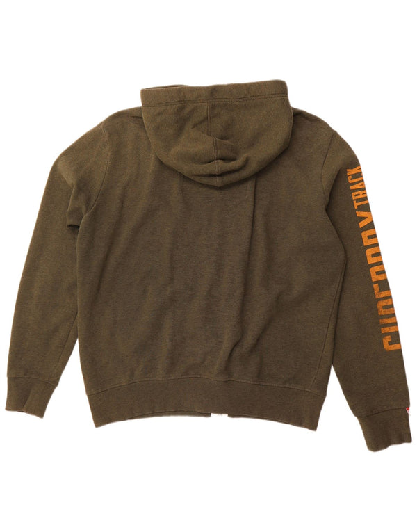 SUPERDRY Suéter con capucha y cremallera para hombre Track & Field Graphic 2XL Algodón caqui