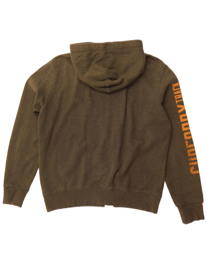 SUPERDRY Suéter con capucha y cremallera para hombre Track & Field Graphic 2XL Algodón caqui