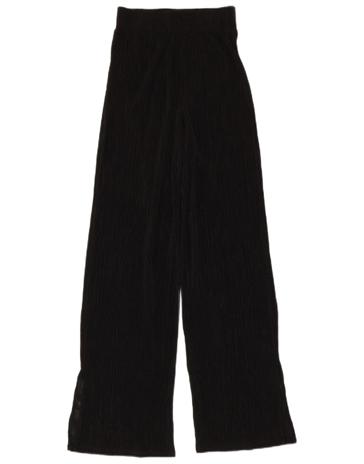 Zara Mujer Ver A Través De Pantalones De Pierna Ancha Pequeño W24 L31 Negro