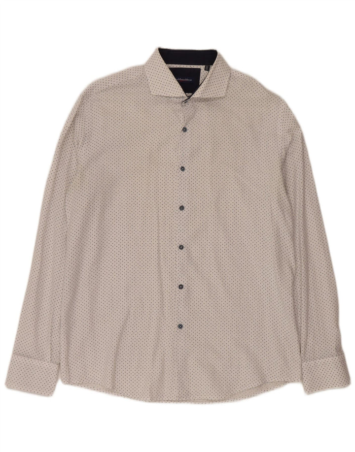 Gian Marco Venturi Camisa para hombre Talla 44 17 1/2 XL Algodón manchado blanco