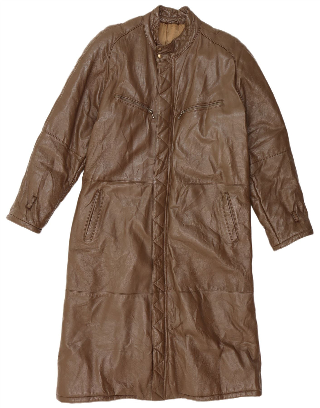 VINTAGE Abrigo de cuero para hombre Reino Unido 38 Marrón medio