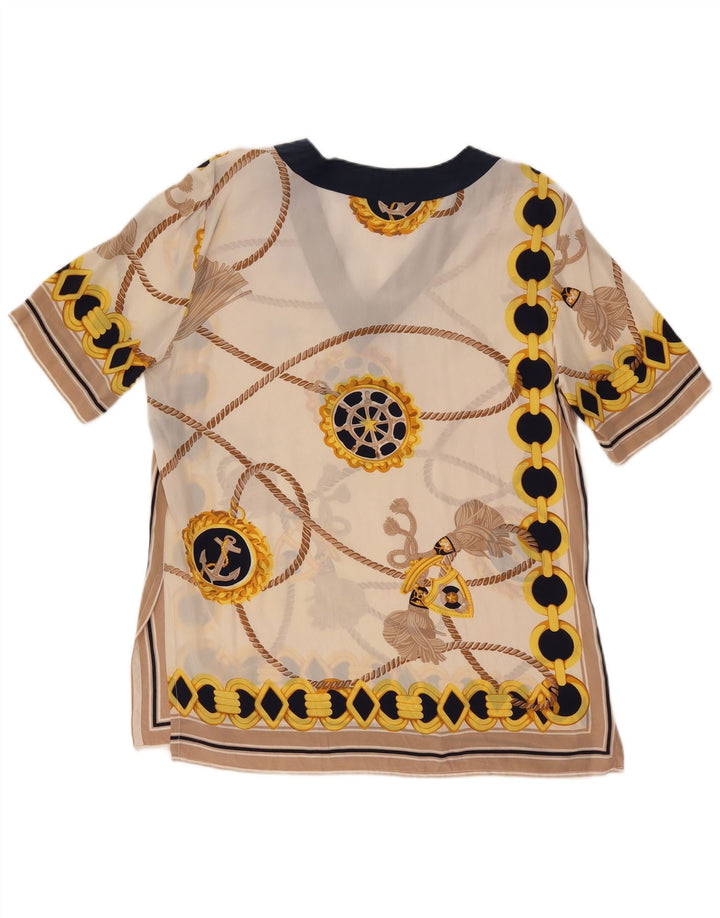 Pancaldi & B Blusa con estampado abstracto para mujer UK 40 Medium Off White