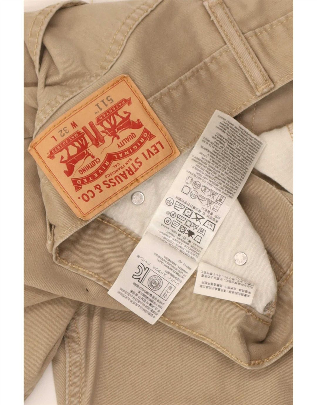 Levi's Mens 511 Shorts Casuales W32 Algodón Beige Medio