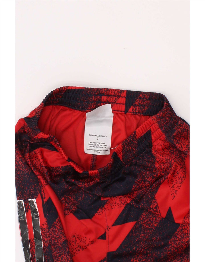 Adidas Boys Climalite Sport Shorts 6-7 años Rojo Geométrico Poliéster