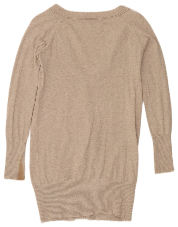 Zara Cárdigan largo para mujer, talla 40, algodón moteado beige pequeño