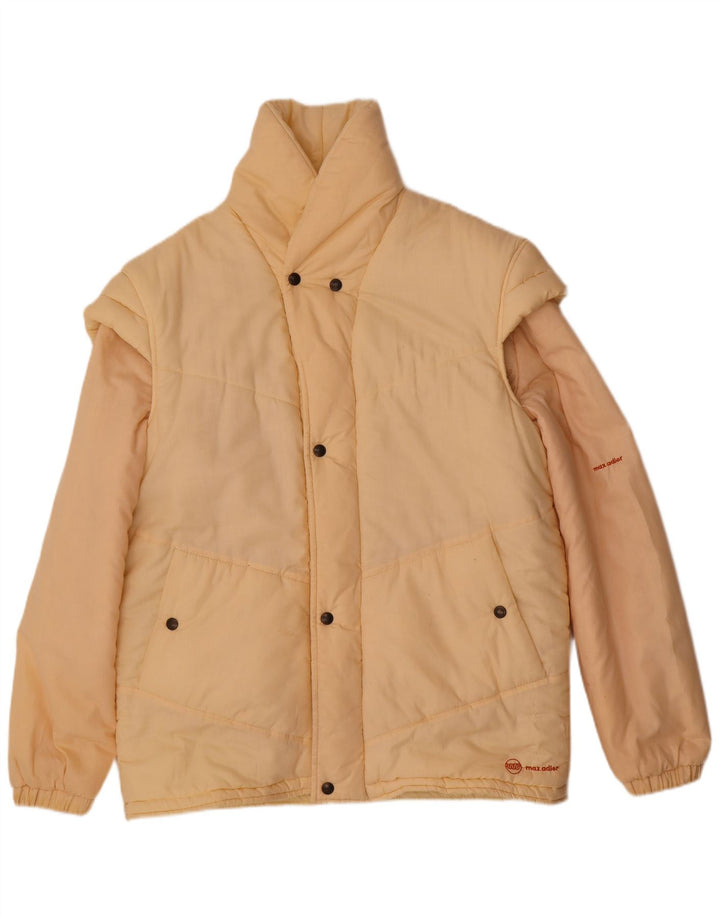 Vintage hombres chaqueta acolchada Reino Unido 40 poliéster beige grande