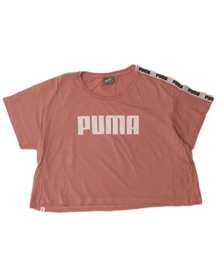 Puma Camiseta holgada para mujer con estampado gráfico, talla 40, color rosa