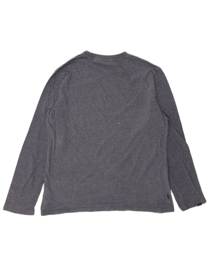 SUPERDRY Hombre Top Manga Larga XL Algodón Moteado Azul