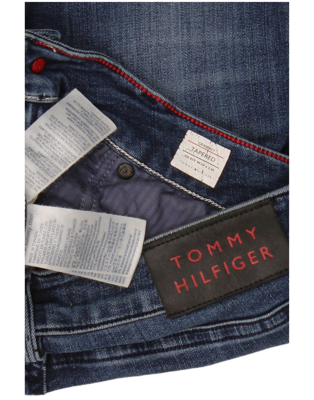 TOMMY HILFIGER Vaqueros cónicos Gramercy para mujer W29 L30 Algodón azul