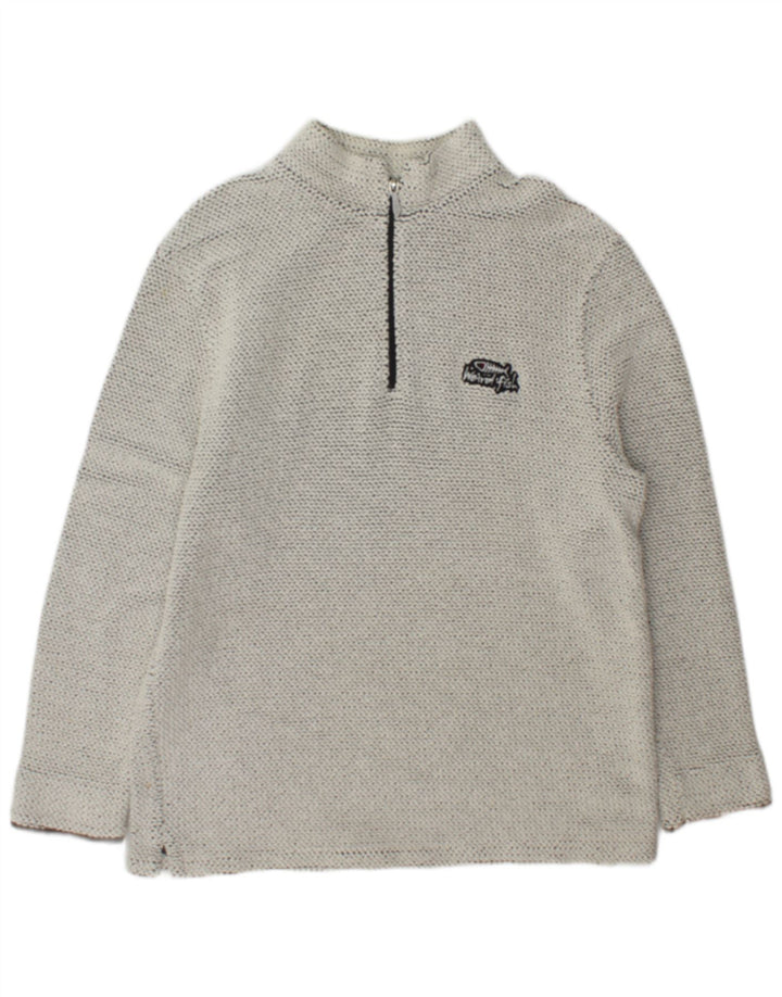 Weird Fish - Jersey para hombre con cuello y cremallera, talla XL, algodón gris