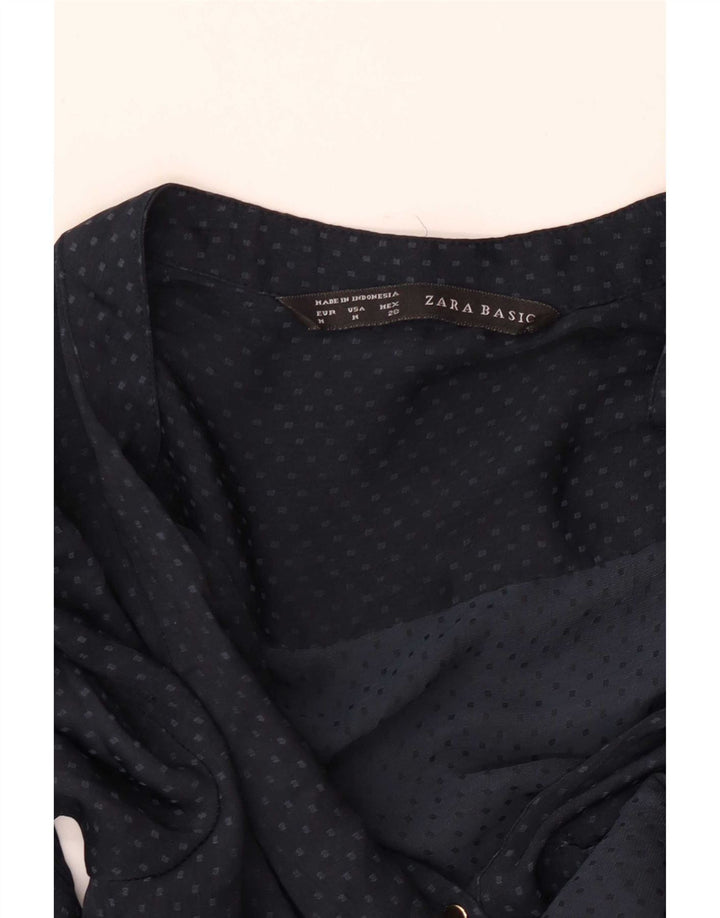 Zara Blusa de manga 3/4 para mujer UK 44 Medio Azul marino manchado
