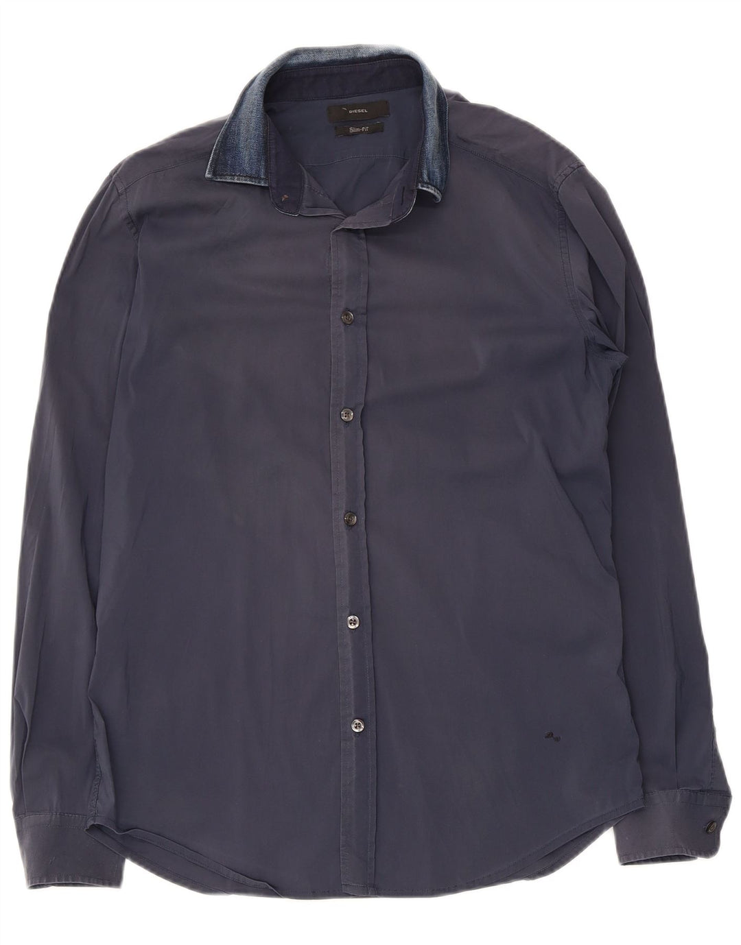 Diesel Hombre Camisa Slim Fit Algodón Azul Marino Medio