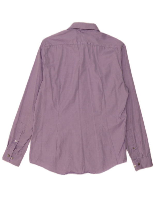 Calvin Klein Camisa Slim Fit para hombre Talla 39 15 1/2 Raya diplomática mediana morada