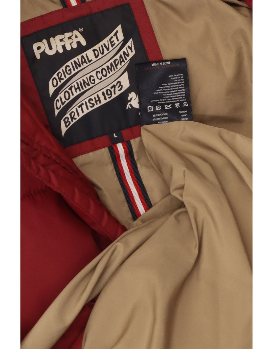 PUFFA Chaqueta acolchada con capucha para hombre UK 40 Large Red Nylon