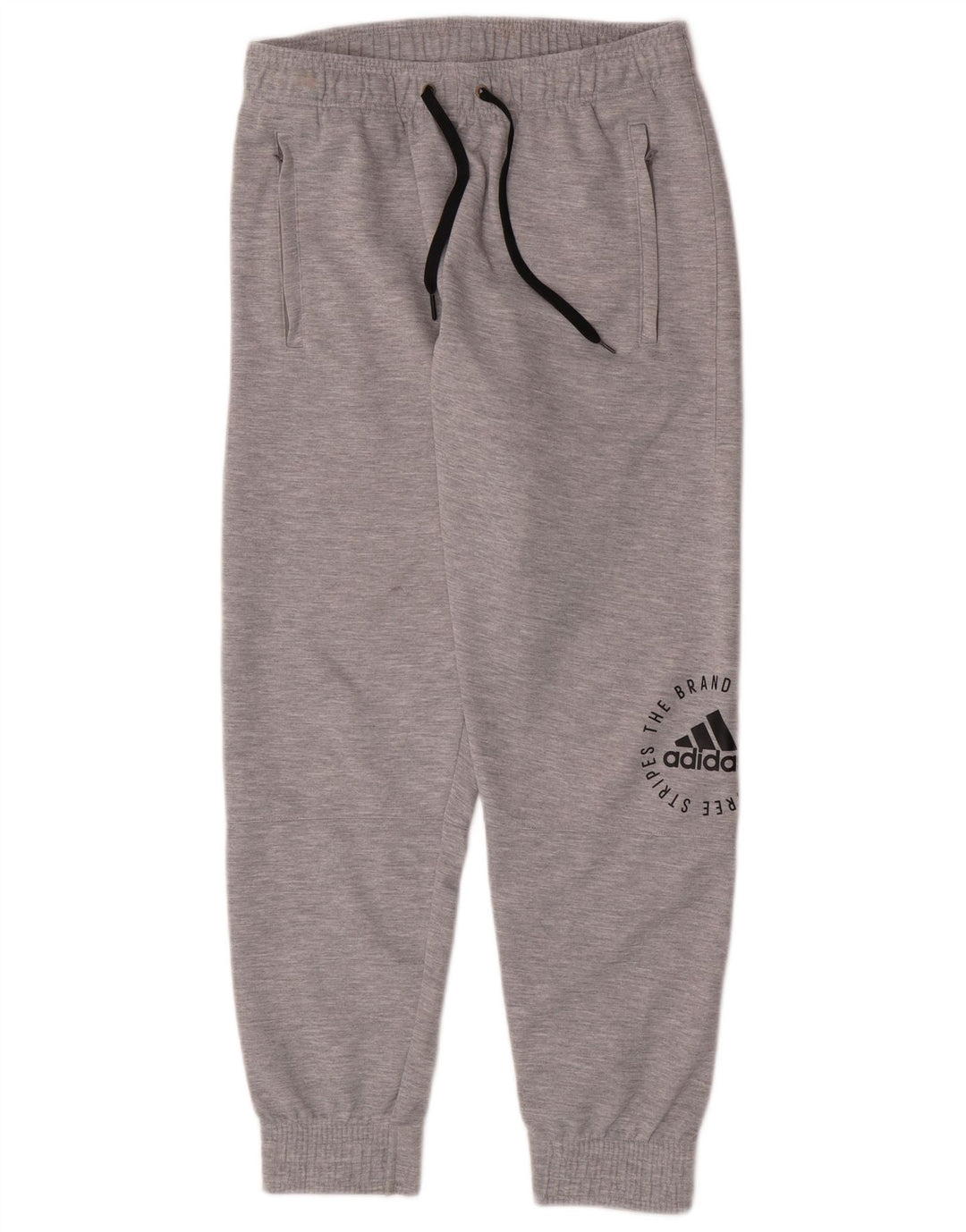 Adidas Hombre Pantalones De Chándal Gráfico Joggers Poliéster Gris Medio