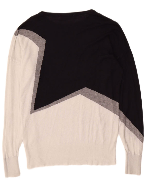Zara Mujer Jersey con cuello barco Jersey UK 10 Small Azul marino Colorblock