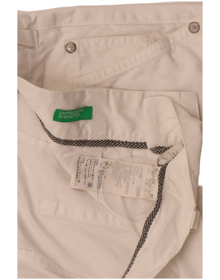 Benetton Shorts Cargo Hombre IT 50 Large W34 Algodón Blanco