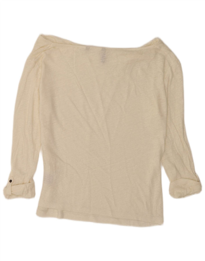 Woolrich Top extragrande con hombros descubiertos y manga 3/4 para mujer UK 10 Small White
