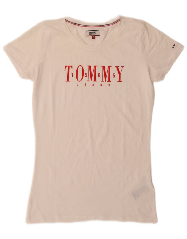 Tommy Hilfiger Camiseta gráfica para mujer Top UK 12 Medium White Cotton