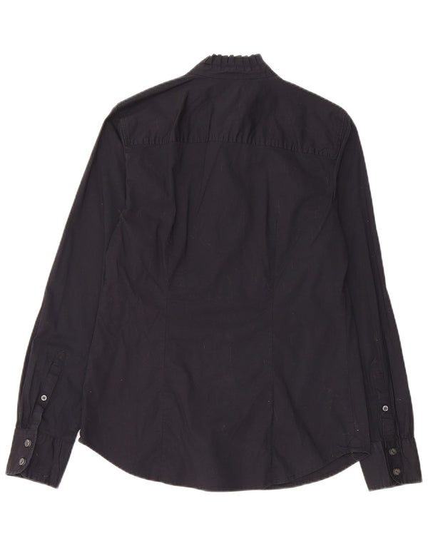 J. Crew Camisa con volantes en la parte delantera para mujer UK 10 Small Algodón negro