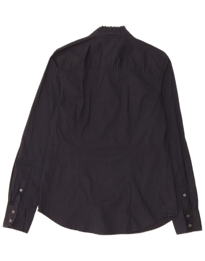 J. Crew Camisa con volantes en la parte delantera para mujer UK 10 Small Algodón negro