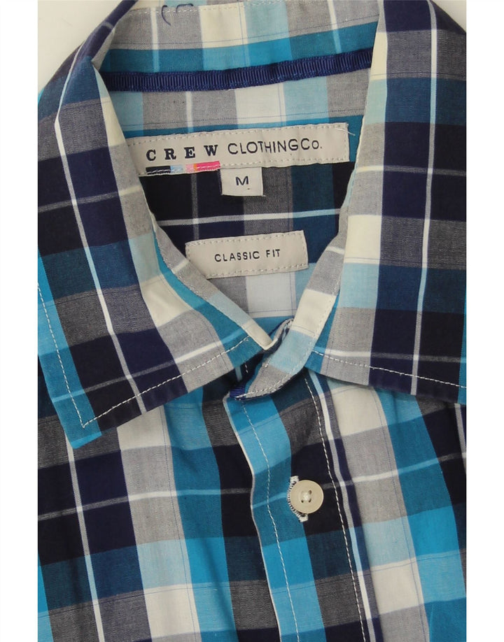 Crew Clothing Camisa de manga corta para hombre con corte clásico y cuadros en azul marino mediano