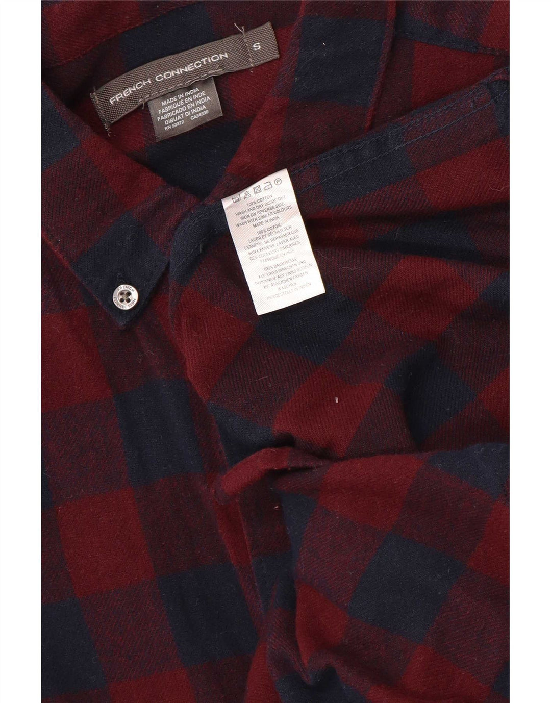 Camisa de franela para hombre de French Connection, tamaño pequeño, de algodón a cuadros, color rojo