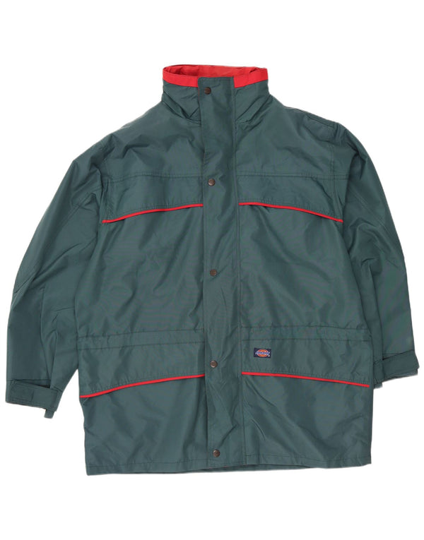 Dickies Mens Hooded Loose Fit Rain Jacket UK 38 Medium Green Nylon