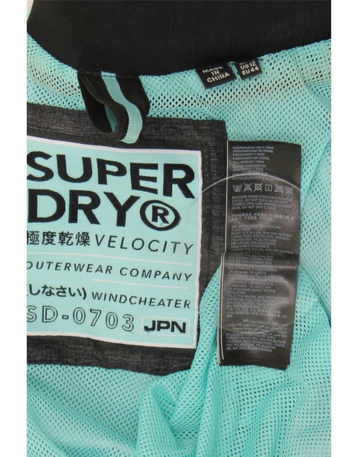 Superdry Chaqueta impermeable con capucha para mujer, talla 46, nailon gris grande