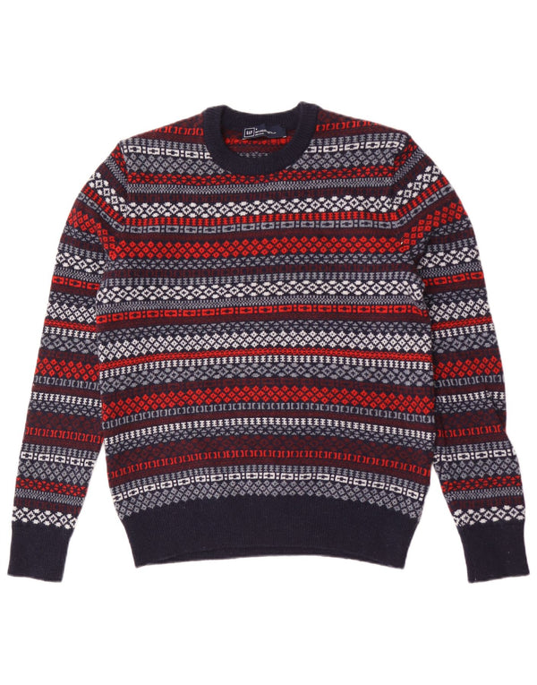 Gap Jersey De Cuello Redondo Para Hombre Jersey Pequeño De Lana De Cordero Geométrica Azul Marino