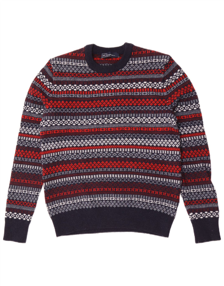 Gap Jersey De Cuello Redondo Para Hombre Jersey Pequeño De Lana De Cordero Geométrica Azul Marino
