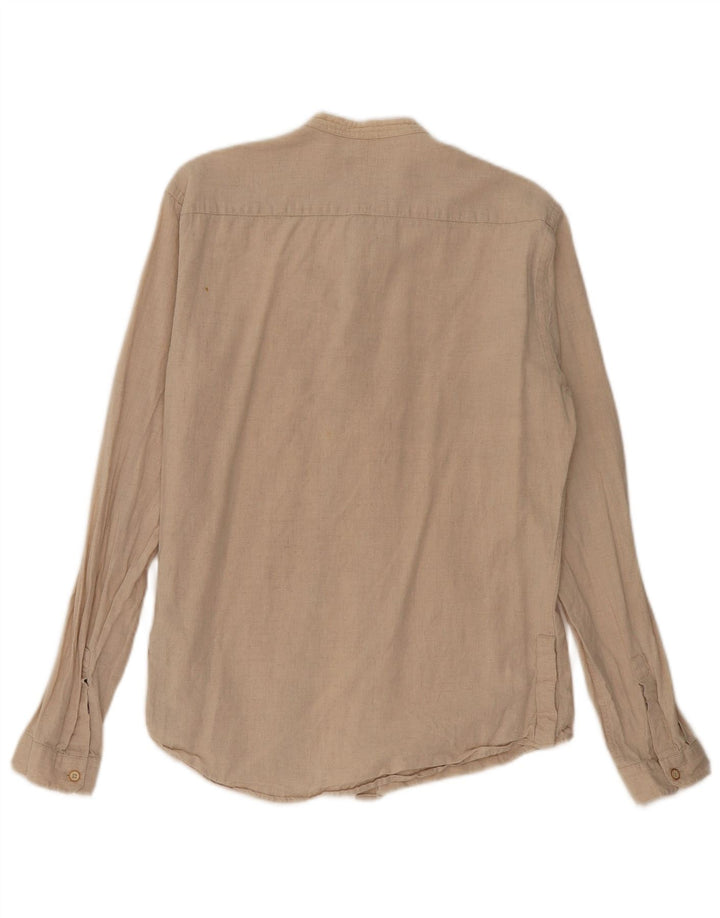 Zara Hombre Camisa Slim Fit Lino Beige Medio