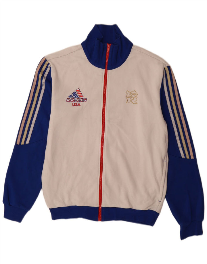 Adidas - Chaqueta de chándal para hombre, color blanco medio, algodón color block