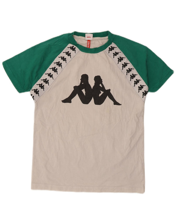 Kappa Hombre Camiseta Gráfica Top Small Blanco Colorblock Algodón