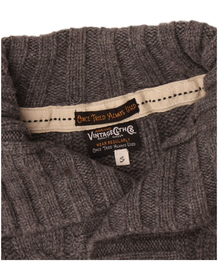 Jack & Jones Hombre Button Neck Jumper Sweater Small Gris Lana
