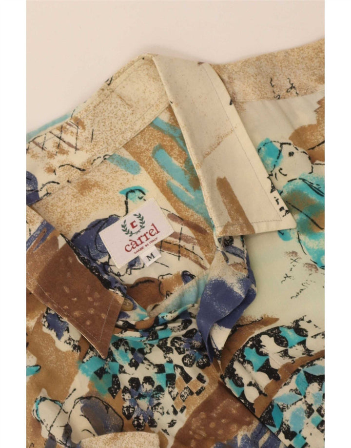 Carrel Camisa de manga corta con estampado abstracto para hombre, talla mediana, multicolor