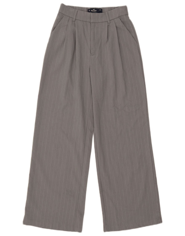 Pantalones Chinos Hollister De Pierna Ancha Y Cintura Alta Para Mujer XS W25 L28 Gris A Rayas