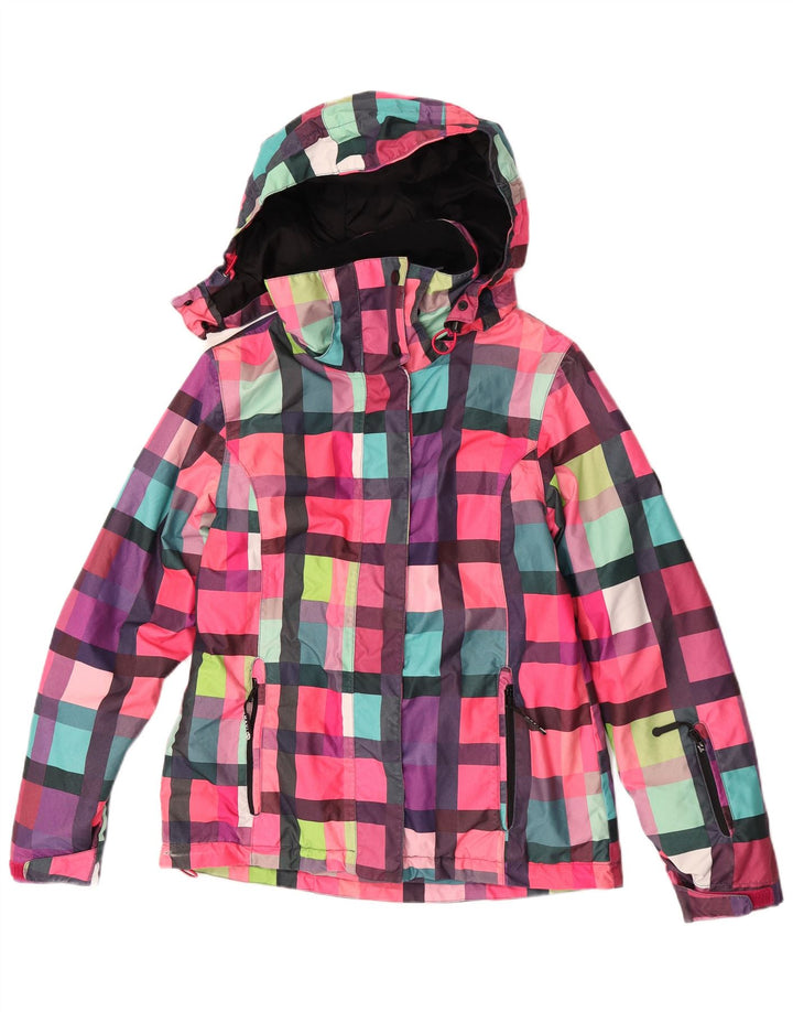Maui and Sons Chaqueta impermeable con capucha para mujer UK 40 Mediana Cuadros multicolores